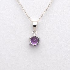 画像5: アメジスト(宝石質3A) - ラウンドファセットカット、約0.9g、シルバー925あずきチェーン45cm【ケース付】 (5)