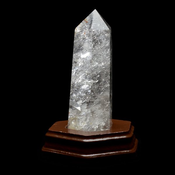 水晶 ポイント 約270g 置物 パワーストーン 台座付 【2-w】 水晶ポイント六角柱 - 約12.3cm【台座付】 | 天然石置物類のご購入