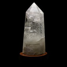 画像1: 水晶ポイント六角柱 - 約14cm【台座付】 (1)