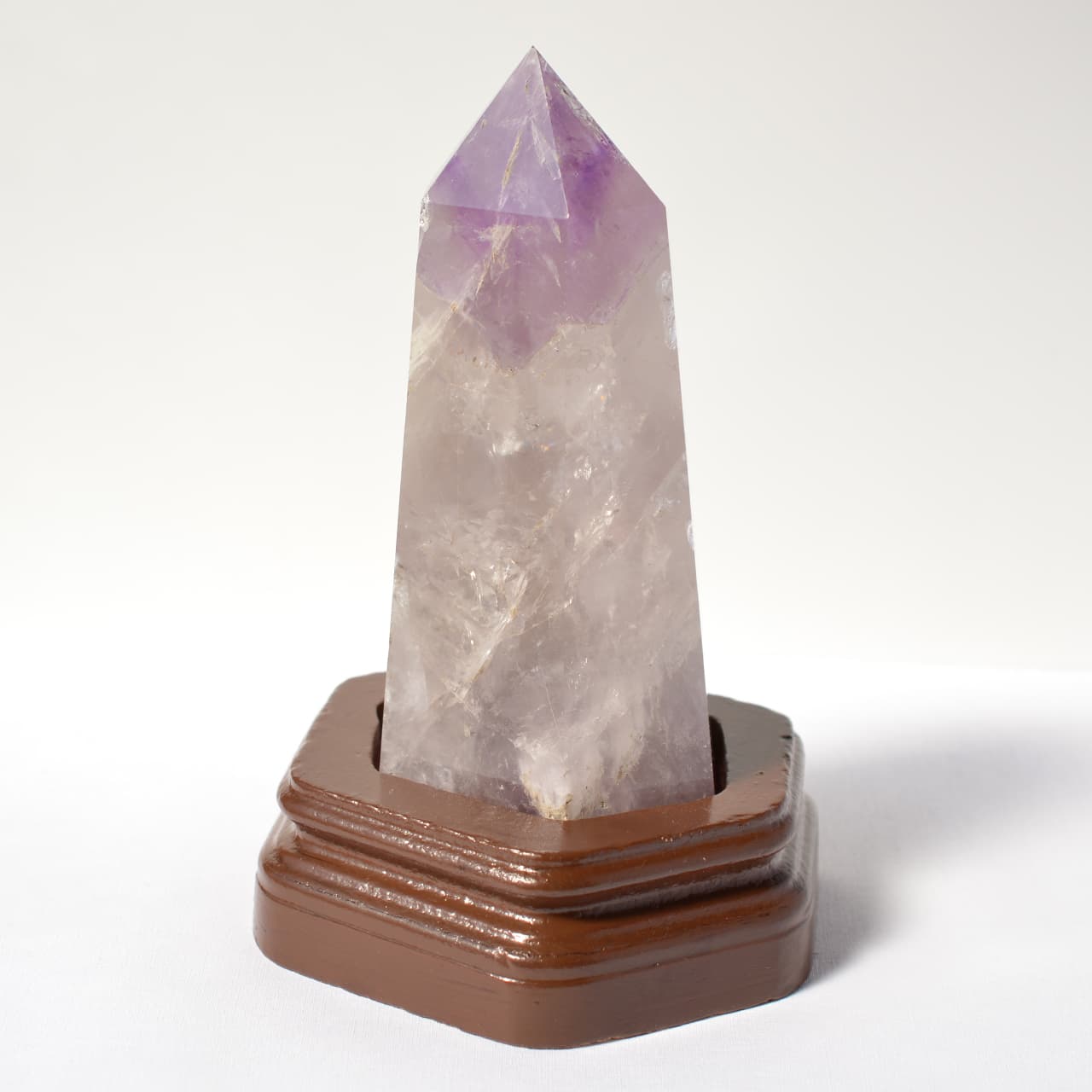 画像1: アメジスト(紫水晶)ポイント六角柱 - 約16cm【台座付】 (1)