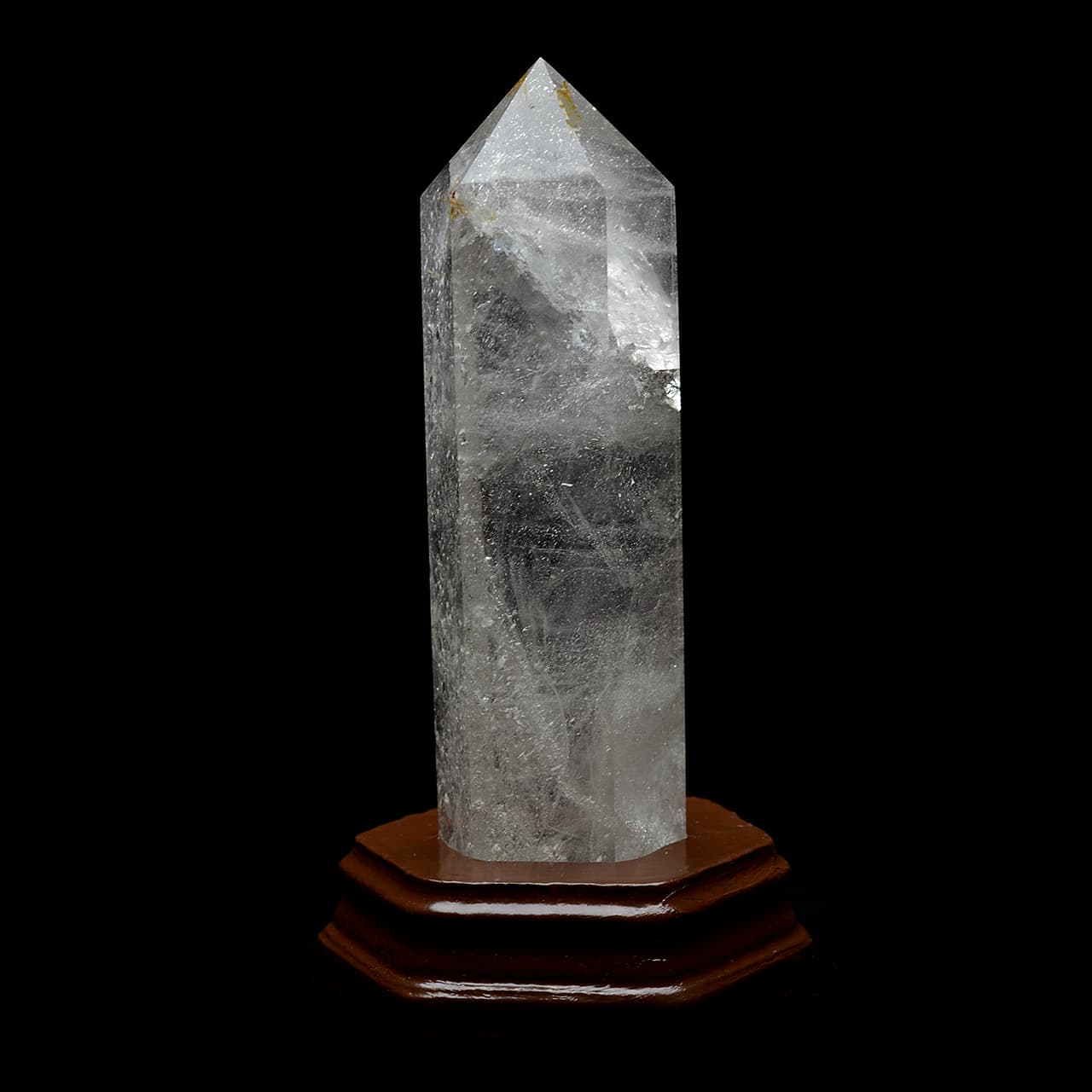 水晶ポイント六角柱 - 約14cm【台座付】 | 天然石置物類のご購入 | パワーストーンショップ彌吉(ヤキチ)