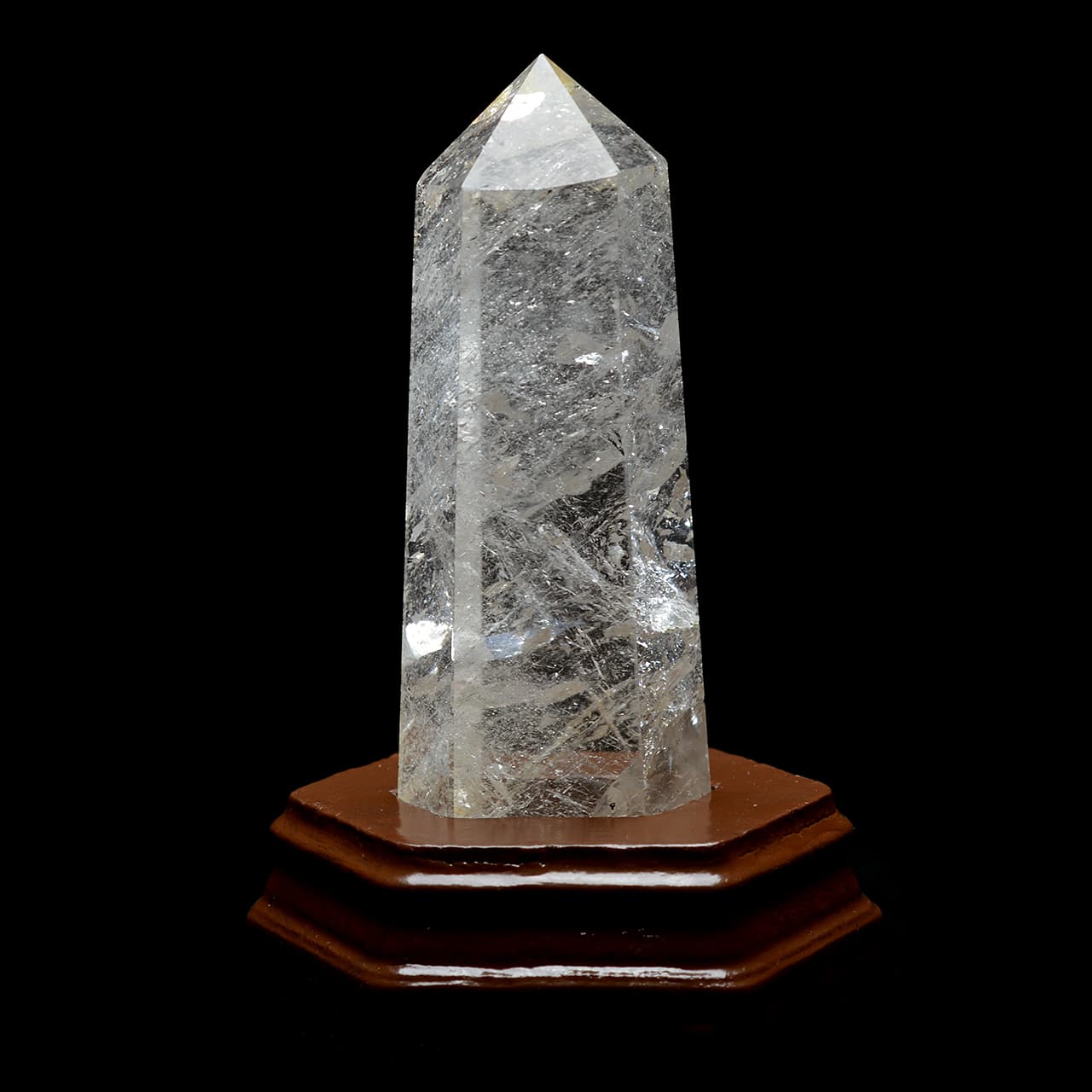 画像1: 水晶ポイント六角柱 - 約12.3cm【台座付】 (1)